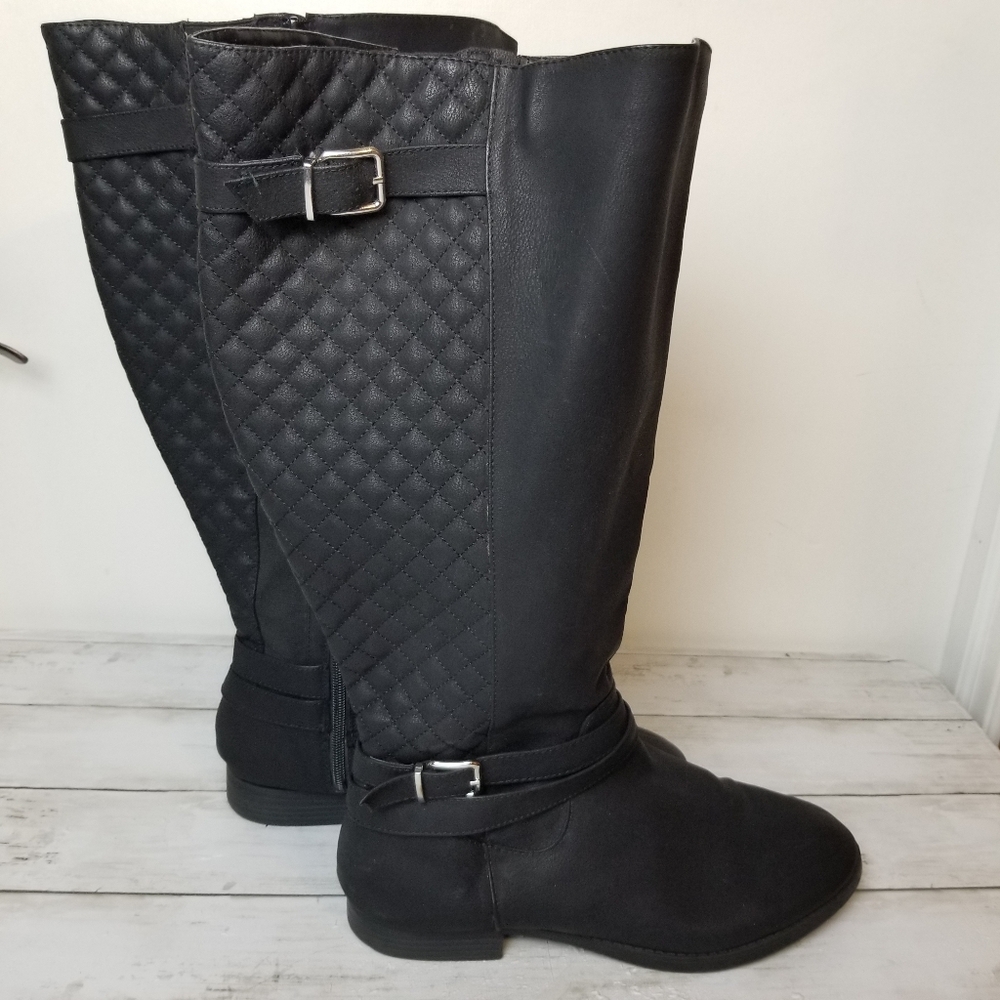 Torrid Black Quilted Faux Leather Knee-High Boots